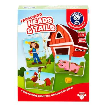 Imagem de ORCHARD TOYS, Farmyard Heads & Tails Game - New Art, A First Matching Activity That Develops Into a Fun Game, 24 Updated Chunky Cards, Age 18 Months+, 1-4 Players