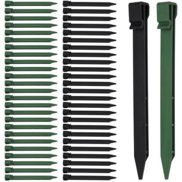 Imagem de 50 peças, 10 estacas de plástico para jardim, pontas de ancoragem resistentes para cercas, terraços e suporte de solo
