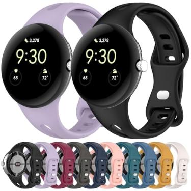 Imagem de Pulseira de silicone para relógio Google Pixel Watch 2/1 xDfind pequena com fivela borboleta (roxa)
