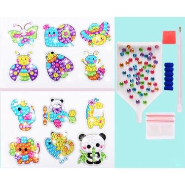 Imagem de 5D DIY Diamond Painting Art Craft Kit – 12pcs Cartoon Animal Acrylic Mosaic Sticker Set for Kids & Adults, Creative Diamond Art Craft Activity