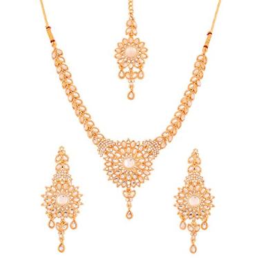 Imagem de Touchstone Conjunto de colar floral Splendor Ad & Kundan para mulheres