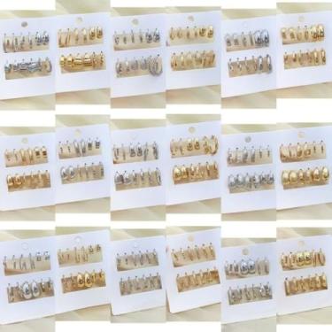 Imagem de Kit 6 Pares de Brincos Argola Prata e Dourado – Mix de Argolinhas Modernas para Dia a Dia e Eventos (PRATA,Aleatório)