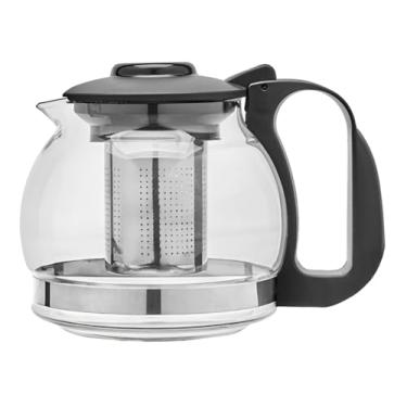 Imagem de Chaleira de Vidro com Infusor Removível, 1200 ml, Design Moderno, Bule para Chá com Alça Ergonômica, Base em Aço Inox, Transparente Borossilicato