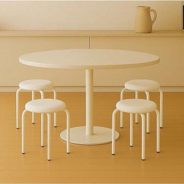 Imagem de Banqueta Cozinha Baixa Empilhável Industrial Kit 4 Jully D03 - D`rossi Branco