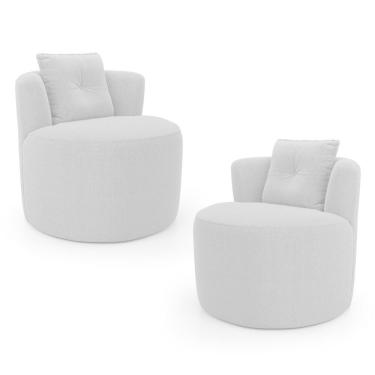 Imagem de Kit 02 Poltronas Orgânicas Living Bob Com 01 Almofada Cinza Claro - Abmaza