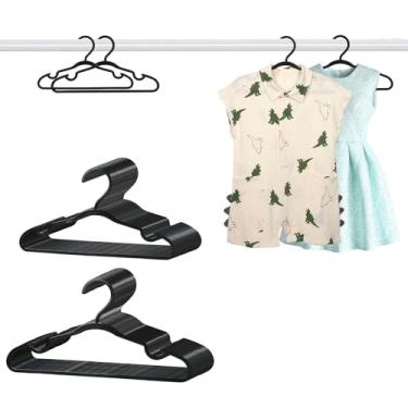 Imagem de Cabides infantis de plástico, pacote com 60 cabides antiderrapantes para roupas, calças, saias e roupas infantis (preto)