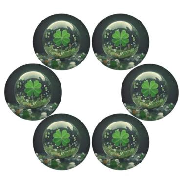 Imagem de ATTX Jogo americano trevo verde para mesa de jantar, jogo americano de decoração do dia de São Patrício, tapetes para mesa de cozinha para 6#27