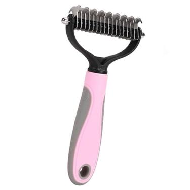 Imagem de Escova 2 em 1 para cães e gatos, escova para remoção de pelos de gatos de estimação, 17 dentes, rosa