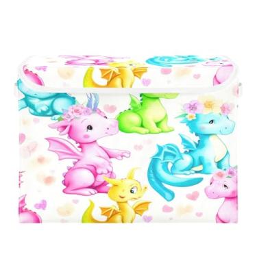 Imagem de SEHANY Cestas de armazenamento engraçadas de dinossauro com tampas, organizador de caixa de armazenamento dobrável, caixas de armazenamento de armário de tecido para roupas cobertor de escritório