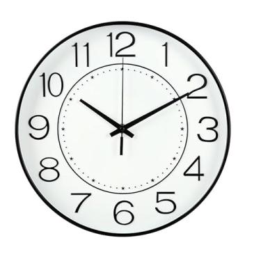 Imagem de Relógio de Parede Preto e Branco 25cm Pilha Minimalista Silencioso Design Moderno Ambientes (FUNDO BRANCO)