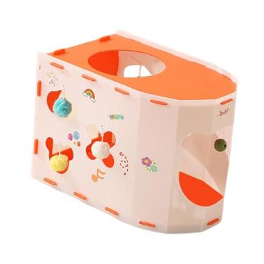 Imagem de Fenteer Casa de túnel para gatos, multifuncional, decoração de espaço grande, sofá, proteção, esconderijo fofo com bola para gatos de estimação, gatinhos, Laranja