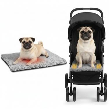 Imagem de Nuanchu Tapete para carrinho de bebê com autoaquecimento, tapete térmico extra quente para animais de estimação, cobertor lavável para gatos com parte inferior antiderrapante para carrinho de bebê