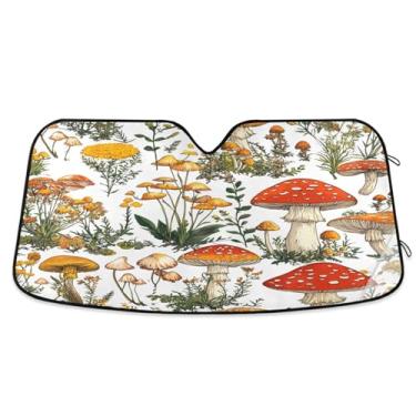 Imagem de ATTX Wild Mushrooms Para-brisa de carro 144.8 cm x 80.0 cm Protetor solar universal com proteção UV, persiana de janela frontal automática dobrável para Sedans SUVs caminhões #420