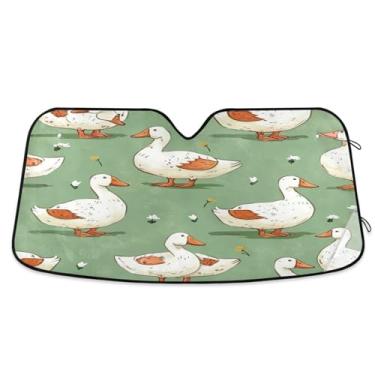 Imagem de ATTX Para-brisa de carro Cute Ducks 134.6 cm x 59.7 cm Protetor solar universal com proteção UV, persiana de janela frontal automática dobrável para caminhões Sedans SUVs #634