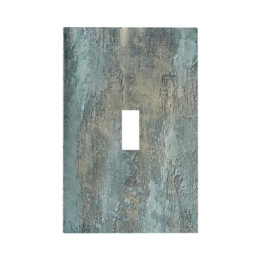Imagem de Nadoabtm Placa decorativa para interruptor de luz, texturizada, abstrato, azul, bege, estilo industrial, 1 gangue, interruptor único, placa de parede, capa de tomada elétrica para sala de estar e