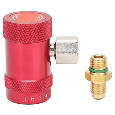 Imagem de Adaptador rápido AC para carro Kit de conectores de latão de alta pressão com trava serrilhada para refrigerante R1234YF de ar condicionado automotivo Rosca vermelha de 1/4 de