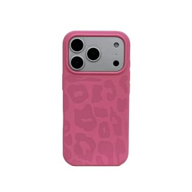 Imagem de Danglyld Capa de leopardo para iPhone 17 Pro Max Girls Women Cute Cheetah Print Soft Liquid Silicone Slim à prova de choque capa protetora para iPhone 17 Pro Max 6,9 polegadas - rosa choque