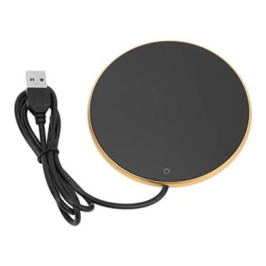 Imagem de Luqeeg Placa Compacta do Aquecedor da Vela da Temperatura Constante do Aquecedor 55°c Caneca de café para a Mesa, Função Automática Portátil Pequena (Ouro)