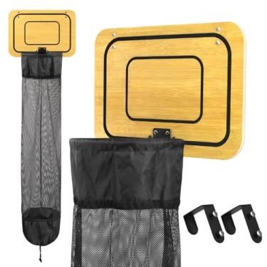 Imagem de Cesto de roupa suja de basquete de madeira, cesta de basquete sobre a porta com cordão para quarto de crianças, dormitórios, banheiro, economia de espaço, armazenamento e organização, decoração de