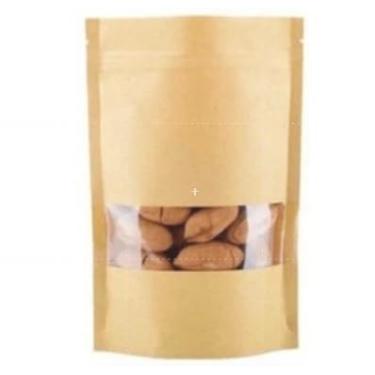 Imagem de Kit 20 Sacos Kraft C/Zip Lock Visor Stand Up Pouch 16x20cm