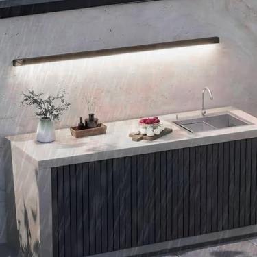 Imagem de LED Outdoor Arandela IP65 à prova d'água Alumínio Arandelas Moderno Minimalista Longo Jardim Iluminação de Parede Interior/Exterior para Escada Corredor Terraço Varanda (Luz Branca Preta, 80 cm)