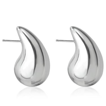 Imagem de FLORA BRINCO GOTA FOLHEADO A OURO 18K LISO (PLATINA, PEQUENO)