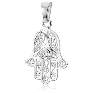 Imagem de Mystigold Pingente Hamsa para mulheres banhado a ouro 18K ou prata esterlina 925 banhado a ródio I colar olho turco pingente de proteção I joias olho turco I pingentes olho turco I pingente de mão I