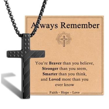 Imagem de Tarsus Colar de cruz para meninos e homens, pingente de bandeira de aço inoxidável, presente de Natal, aniversário, joias cristãs para adolescentes e adolescentes, average, Aço inoxidável, Sem Pedra