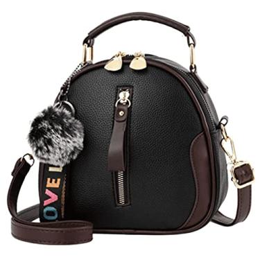 Imagem de Bolsa Feminina de Ombro Elegante Portátil em Couro PU Enfeite de Bola Cinza Morashop (Preto)