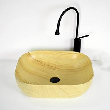 Imagem de Lavatório de cerâmica criativo individualidade acima do balcão lavatório retrô pedra mármore fosco pia de banheiro