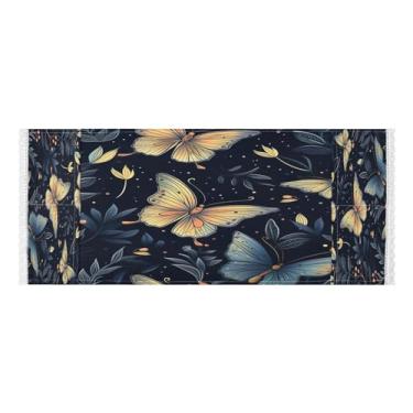 Imagem de Wassud Capas de lavadora e secadora de borboletas douradas, protetor de lavadora com sacos de armazenamento, capa de geladeira à prova de poeira com bolsos para lavanderia doméstica, cozinha, 120 x 55