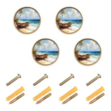 Imagem de xigua 4 maçanetas de madeira para armário de barco redondas de zinco sólido, puxadores decorativos de 3,5 cm para armário de banheiro, cômoda, armário e guarda-roupa