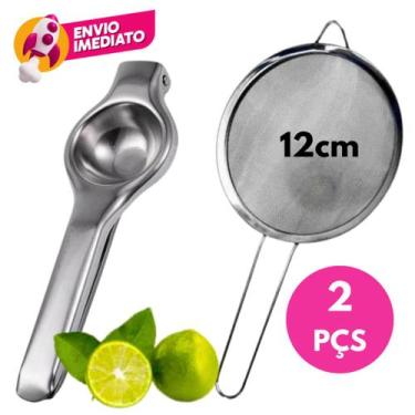 Imagem de Kit Caipirinha 01 Espremedor Amassador Limão Inox Manual E 1 Peneira 1