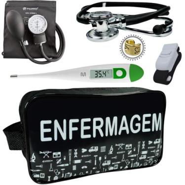 Imagem de Kit Enfermagem Estágio Com Aparelho de Pressão Estetoscópio Rappaport 