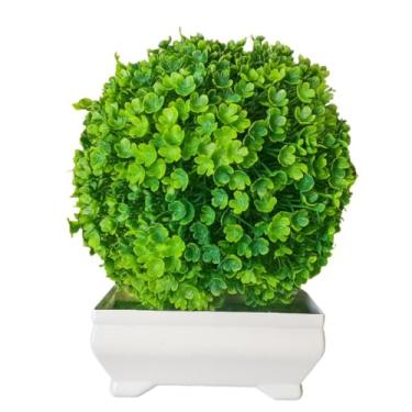 Imagem de Genérico, Planta Artificial Bonsai Harmonia Vaso Branco Retangular - Beleza Sem Cuidados Decoração Zen