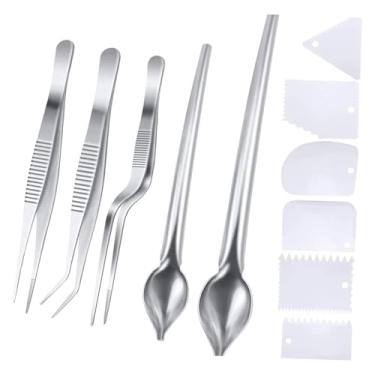 Imagem de Baoblaze Conjunto de ferramentas para empratamento, colheres de desenho, pinças portáteis, kit de empratamento para chef, utensílios de chef para gastronomia