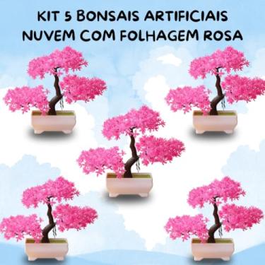 Imagem de Genérico, Kit 5 Plantas Artificial Bonsais Modelo Nuvem Rosa – Natureza Artificial Charme Oriental Sofisticado