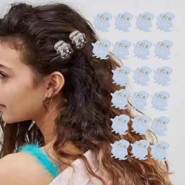 Imagem de 20 peças de mini grampos de cabelo, pequenos grampos de cabelo para mulheres, clipes de grampo multifunções de plástico, acessórios de cabelo, presentes (preto fosco, 1,8 x 1,5 x 1,2 cm)