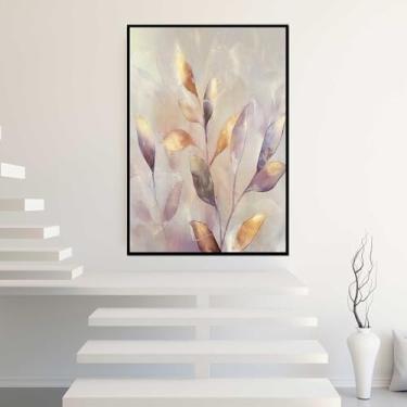 Imagem de Quadros Decorativos com Moldura Abstrato Terracota Dourado Rosa Sala Quarto Kit Conjunto 2