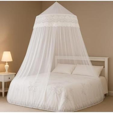 Imagem de Mosquiteiro Suspenso Teto Gigante com Elástico e Renda Para Cama Casal/Queen/King 9m x 3m(Azul)