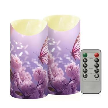 Imagem de Wassud Borboleta em flores velas sem chama com controle remoto, velas realistas cintilantes com temporizador, velas decorativas para Natal, casamento, festa, decoração de casa média