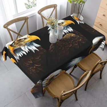 Imagem de SKKNT Toalha de mesa de jantar com estampa de águia 89 x 139 cm, retangular, impermeável, reutilizável, festa de jantar