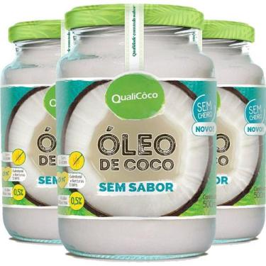 Imagem de Kit 3 Óleo de coco sem sabor Qualicôco 500ml