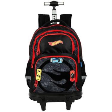 Imagem de Mochila Escolar Costas Rodas 2em1 Hot Wheels Oficial MC49982 - Luxcel,