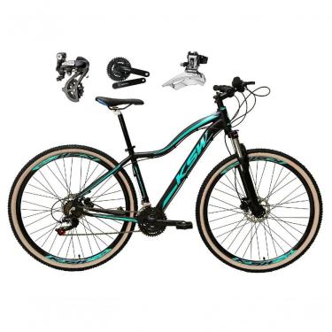 Imagem de Bicicleta Aro 29 Ksw Mwza Feminina Shimano Altus 24v Freio A Disco Hidráulico Garfo Com Trava preto-Azul Tam: 15