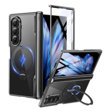 Imagem de BERFY Capa para Z Fold 7 com suporte magnético giratório 360, compatível com Magsafe, protetor de tela integrado, capa protetora à prova de choque para celular para Samsung Galaxy Z Fold 7, preta