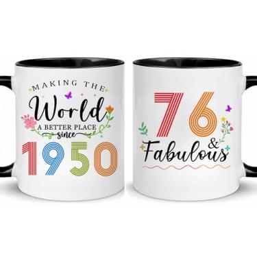 Imagem de Choinn 1950 Presentes de aniversário de 76 anos para mulheres e homens, presente de aniversário de 76 anos, caneca de café para mãe, pai, avó, vovô, ideias de presentes de aniversário de 76 anos, Dia