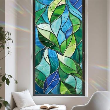 Imagem de Película de privacidade para janela, design de vitral com aderência estática, proteção solar, não adesiva, capa removível para escritório em casa 43 x 100 cm (# 8)