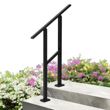 Imagem de Trilhos de mão para degraus externos, corrimão de escada de 2 degraus, ferro de metal para varanda interna e jardim