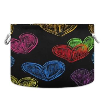 Imagem de JUZIHAI Caixa de armazenamento grande para o Dia dos Namorados, cesto de roupa suja dobrável à prova d'água com alças de corda de algodão para organização doméstica no quarto, banheiro e carro